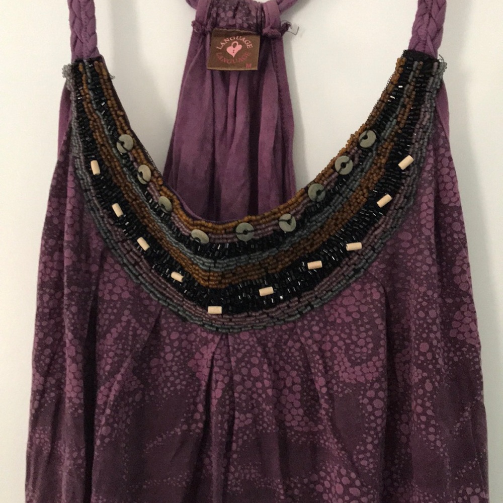 Anthropologie Language La Beaded Tank Top View 3